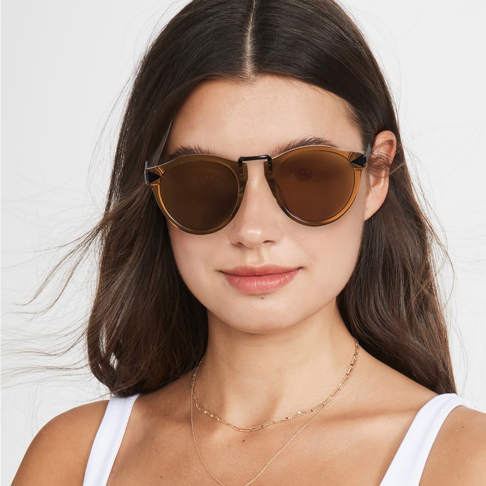NEW Karen Walker Helter Skelter Sunglasses in Tan Black [Alternate Fit]